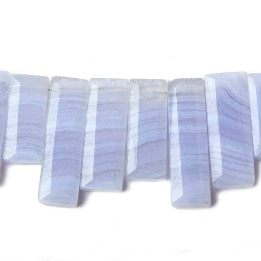 12x6-27x7mm Blue Lace Agate Top Drill Bevel Faceted Rectangles 8 inch 26 pcs AA