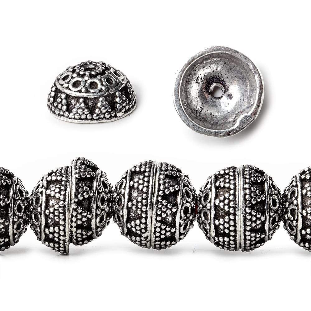 12x6mm Antiqued Sterling Silver Plated Sterling Silver Plated Copper Bead Cap 8 inch 34 beads