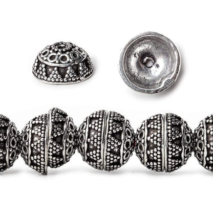 12x6mm Antiqued Sterling Silver Plated Sterling Silver Plated Copper Bead Cap 8 inch 34 beads