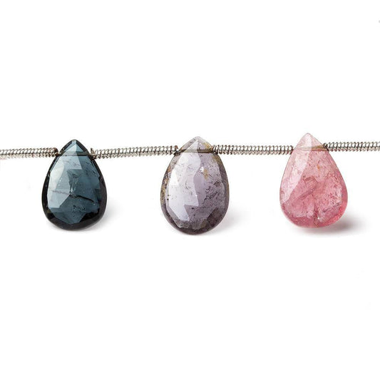 12x7-13x9mm Multi Color Tourmaline Faceted Pear Beads 8 inch 14 pieces