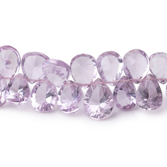 12x7-13x9mm Pink Amethyst Concave Faceted Pear Beads 8 inch 51 pieces AAA