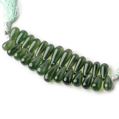 12x7-18x7mm Nephrite Jade Plain Tear Drop Beads 3 inch 26 pieces