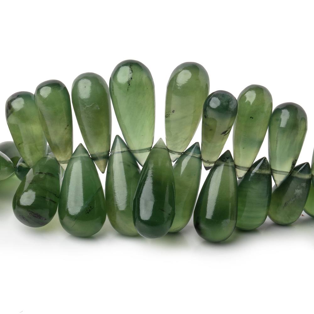 12x7-18x7mm Nephrite Jade Plain Tear Drop Beads 3 inch 26 pieces