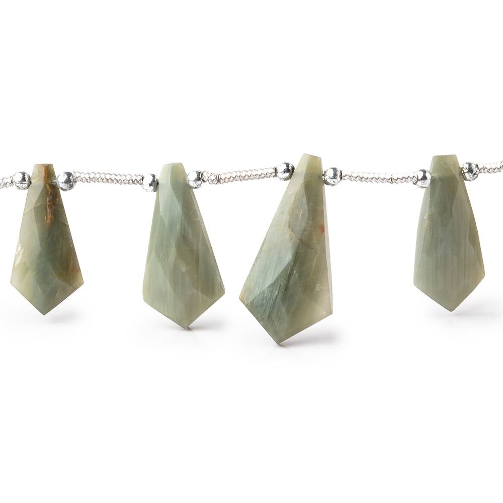 12x7-21x10mm Cat's Eye Quartz Faceted Shield Beads 8 inch 15 pieces