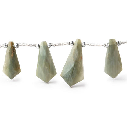 12x7-21x10mm Cat's Eye Quartz Faceted Shield Beads 8 inch 15 pieces