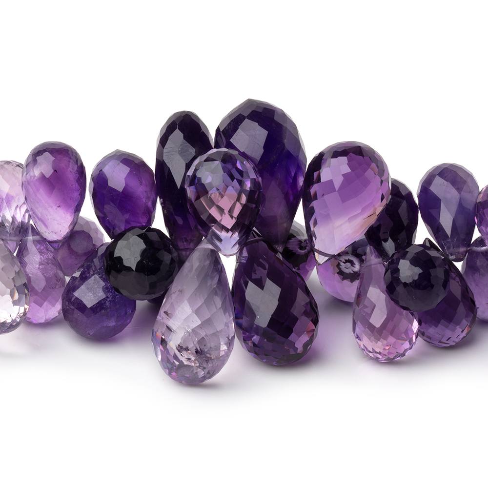12x7-23x11mm Amethyst Faceted Tear Drop Beads 8 inch 68 pieces AAA