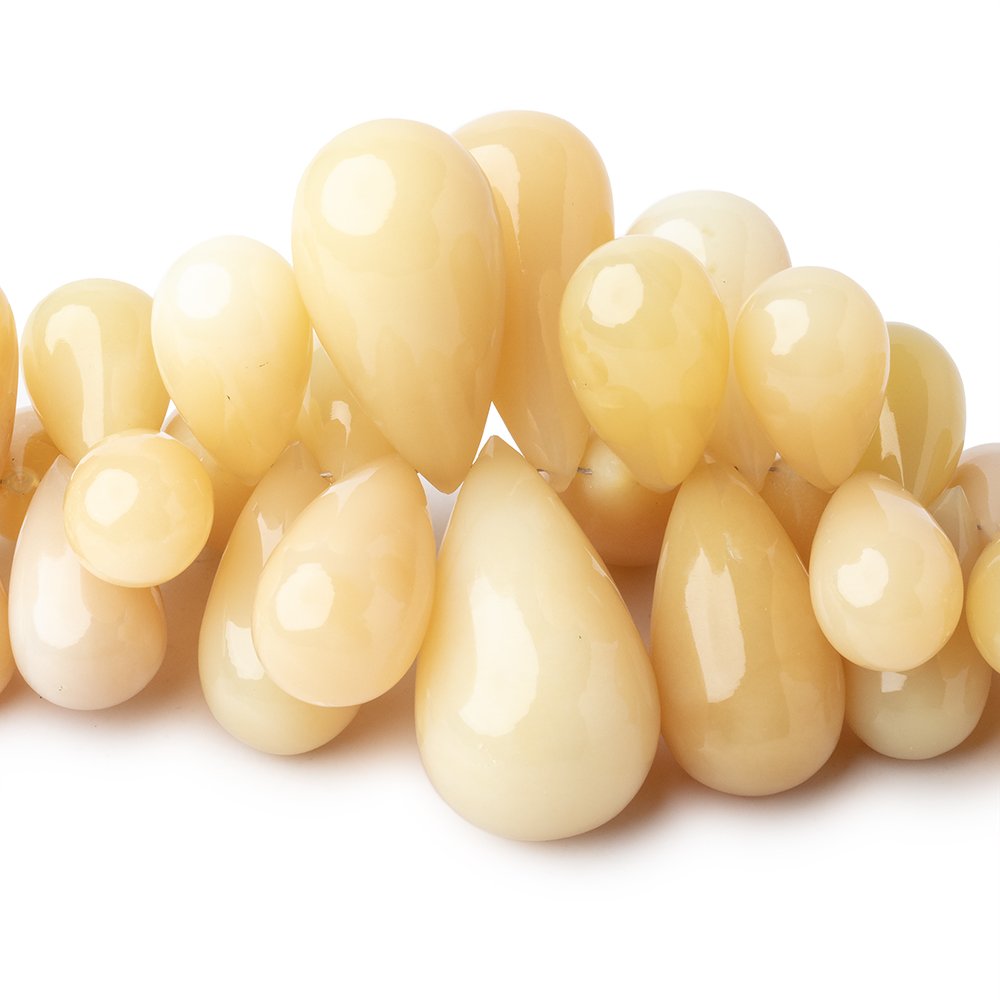 12x7-27x14mm Yellow Opal Plain Tear Drop Beads 10 inch 80 pieces