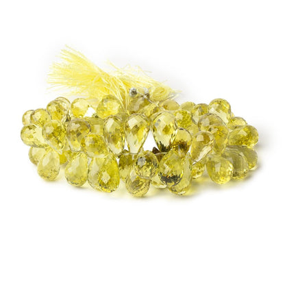 12x7.5-18x9mm Lemon Quartz Faceted Tear Drop 7.5 inch 58 Beads AAA