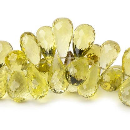 12x7.5-18x9mm Lemon Quartz Faceted Tear Drop 7.5 inch 58 Beads AAA