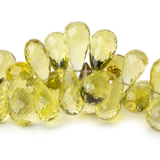 12x7.5-18x9mm Lemon Quartz Faceted Tear Drop 7.5 inch 58 Beads AAA