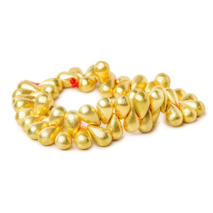 12x7mm 22kt Gold plated Brushed Tear Drop Beads 8 inch 45 pieces