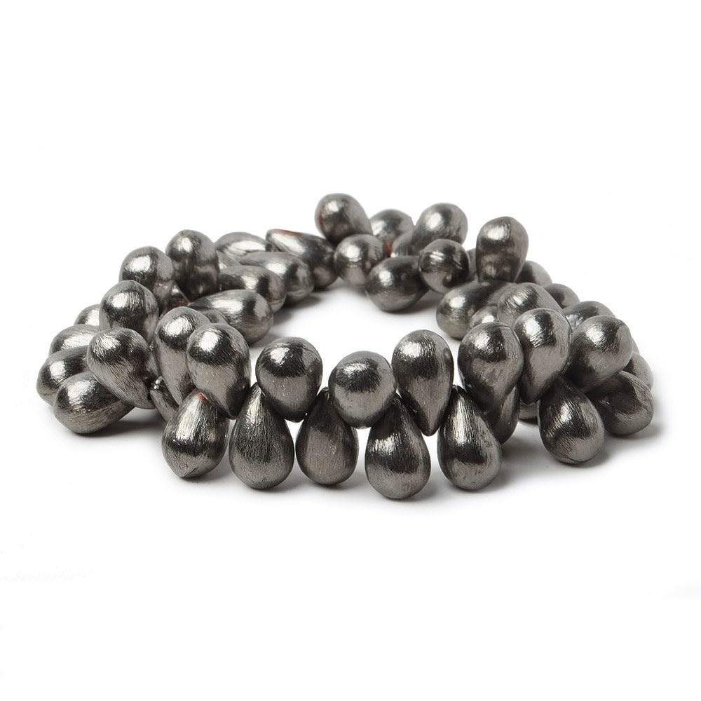 12x7mm Black Gold plated Brushed Tear Drop Beads 8 inch 50 pieces