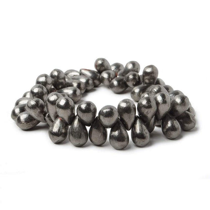 12x7mm Black Gold plated Brushed Tear Drop Beads 8 inch 50 pieces