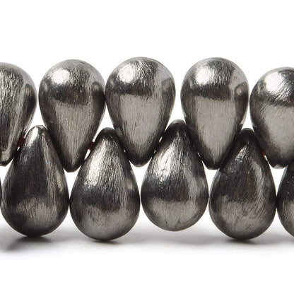 12x7mm Black Gold plated Brushed Tear Drop Beads 8 inch 50 pieces