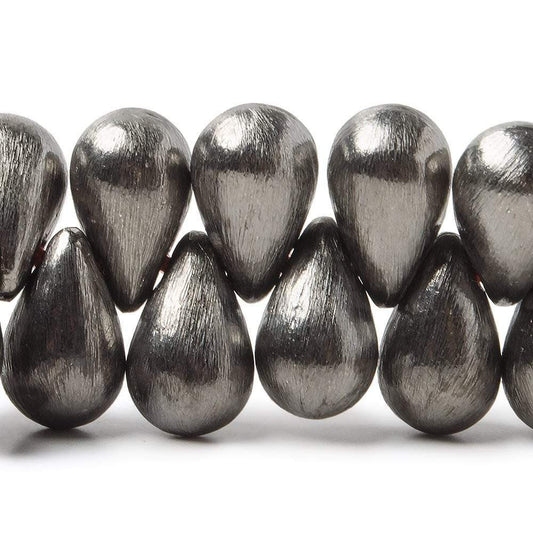 12x7mm Black Gold plated Brushed Tear Drop Beads 8 inch 50 pieces