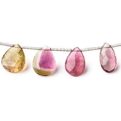 12x8-13x10mm Multi Color Tourmaline Faceted Pear Beads 7 inch 14 pieces