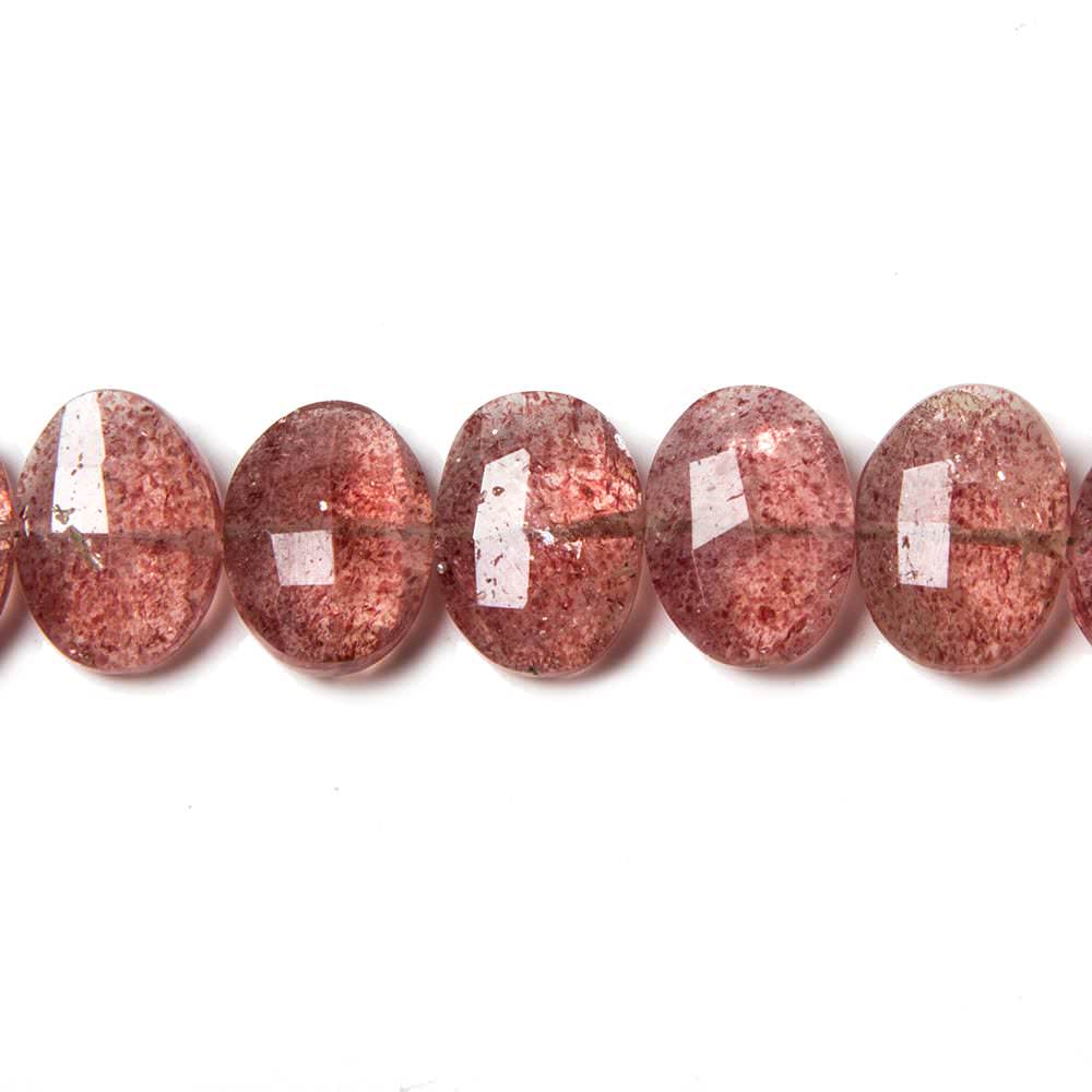 12x8-13x10mm Strawberry Quartz side drilled Faceted Cushions 6.5 inch 18 Beads