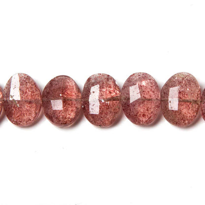 12x8-13x10mm Strawberry Quartz side drilled Faceted Cushions 6.5 inch 18 Beads