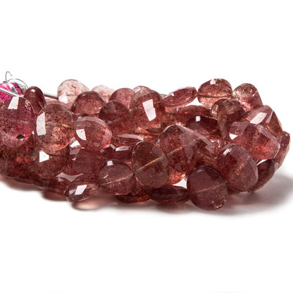 12x8-13x10mm Strawberry Quartz side drilled Faceted Cushions 6.5 inch 18 Beads