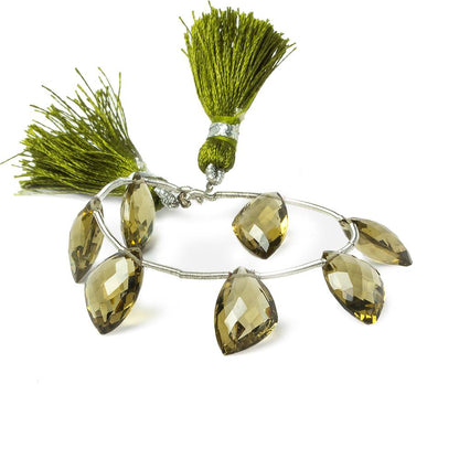 12x8 - 14x9mm Olive Quartz Faceted Freeshape Beads 4.5 inch 7 pieces