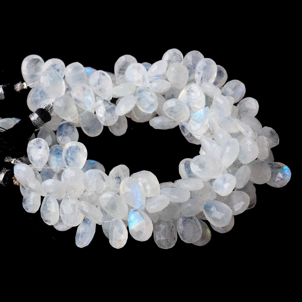 12x8-14x9mm Rainbow Moonstone Faceted Pear Beads 9 inch 60 pieces