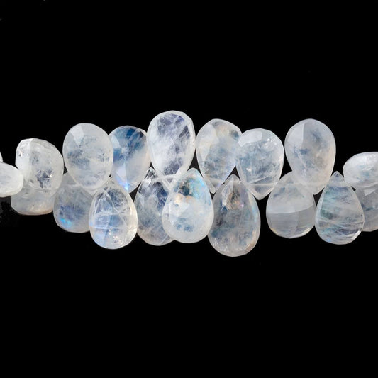12x8-14x9mm Rainbow Moonstone Faceted Pear Beads 9 inch 60 pieces