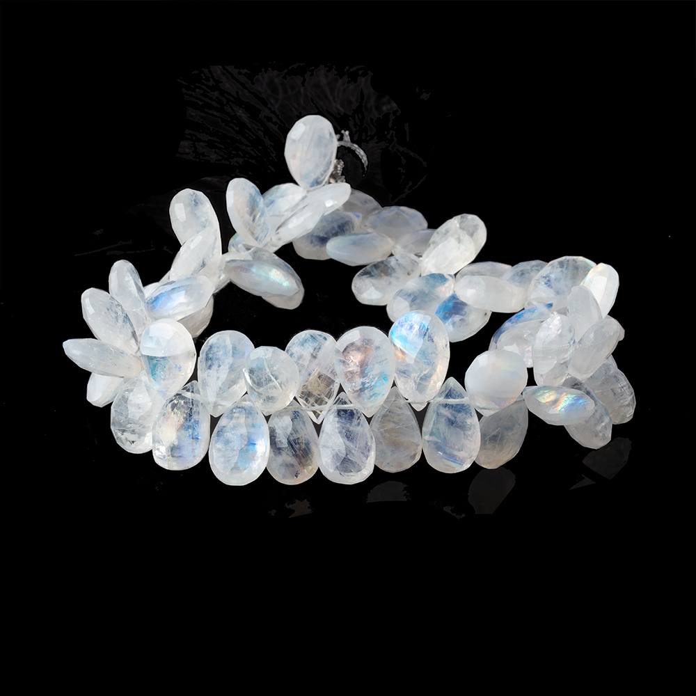 12x8-14x9mm Rainbow Moonstone Faceted Pear Beads 9 inch 60 pieces