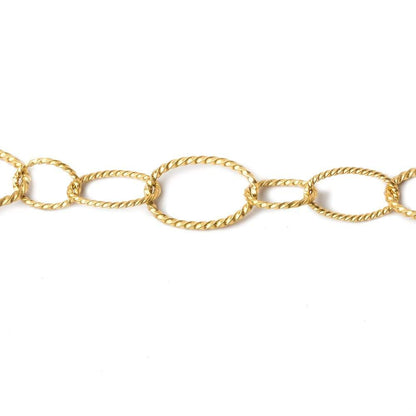 12x8-15x9-19x12mm 22kt Gold Satin Plated Twisted Oval Link Chain by the foot