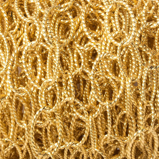 12x8-15x9-19x12mm 22kt Gold Satin Plated Twisted Oval Link Chain by the foot