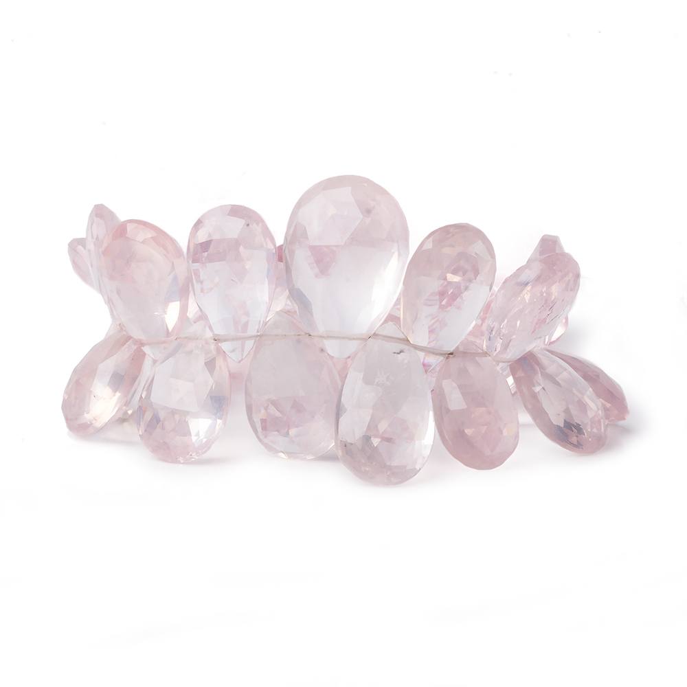 12x8-19x13mm Rose Quartz faceted Pear Briolette Beads 6 inch 31 pieces AA