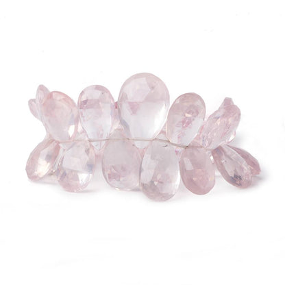 12x8-19x13mm Rose Quartz faceted Pear Briolette Beads 6 inch 31 pieces AA