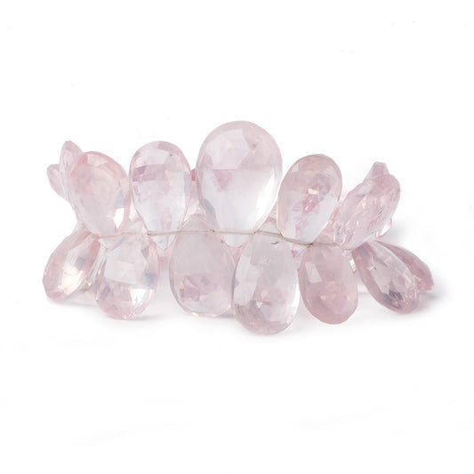 12x8-19x13mm Rose Quartz faceted Pear Briolette Beads 6 inch 31 pieces AA