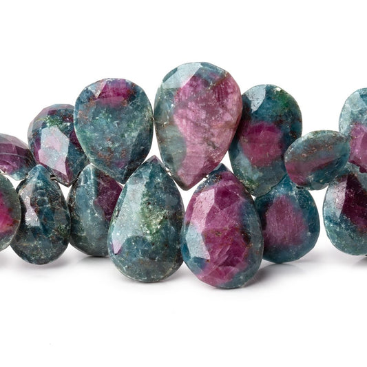 12x8-20x13mm Ruby in Zoisite Faceted Pear Beads 9 inch 56 pieces