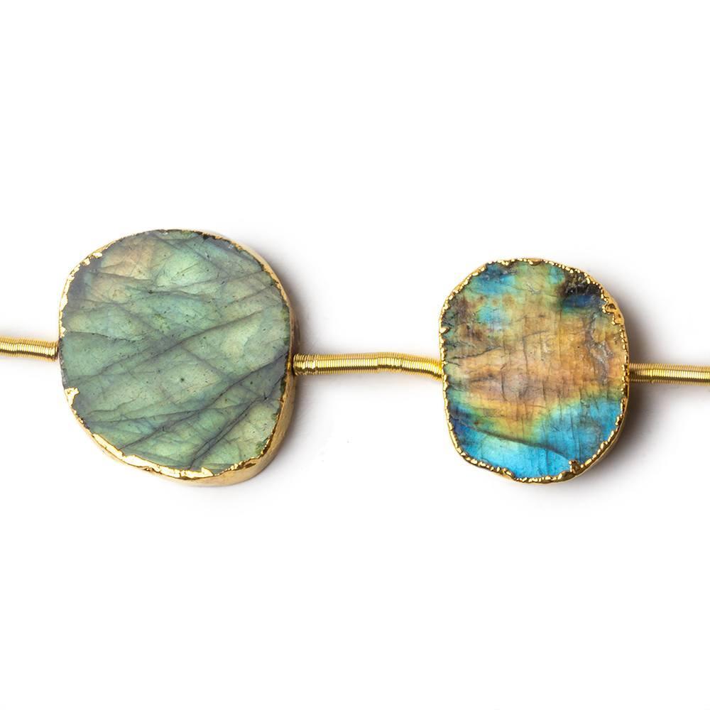 12x8-20x18mm Gold Leafed Labradorite Slice Strand 7 inch 7 beads