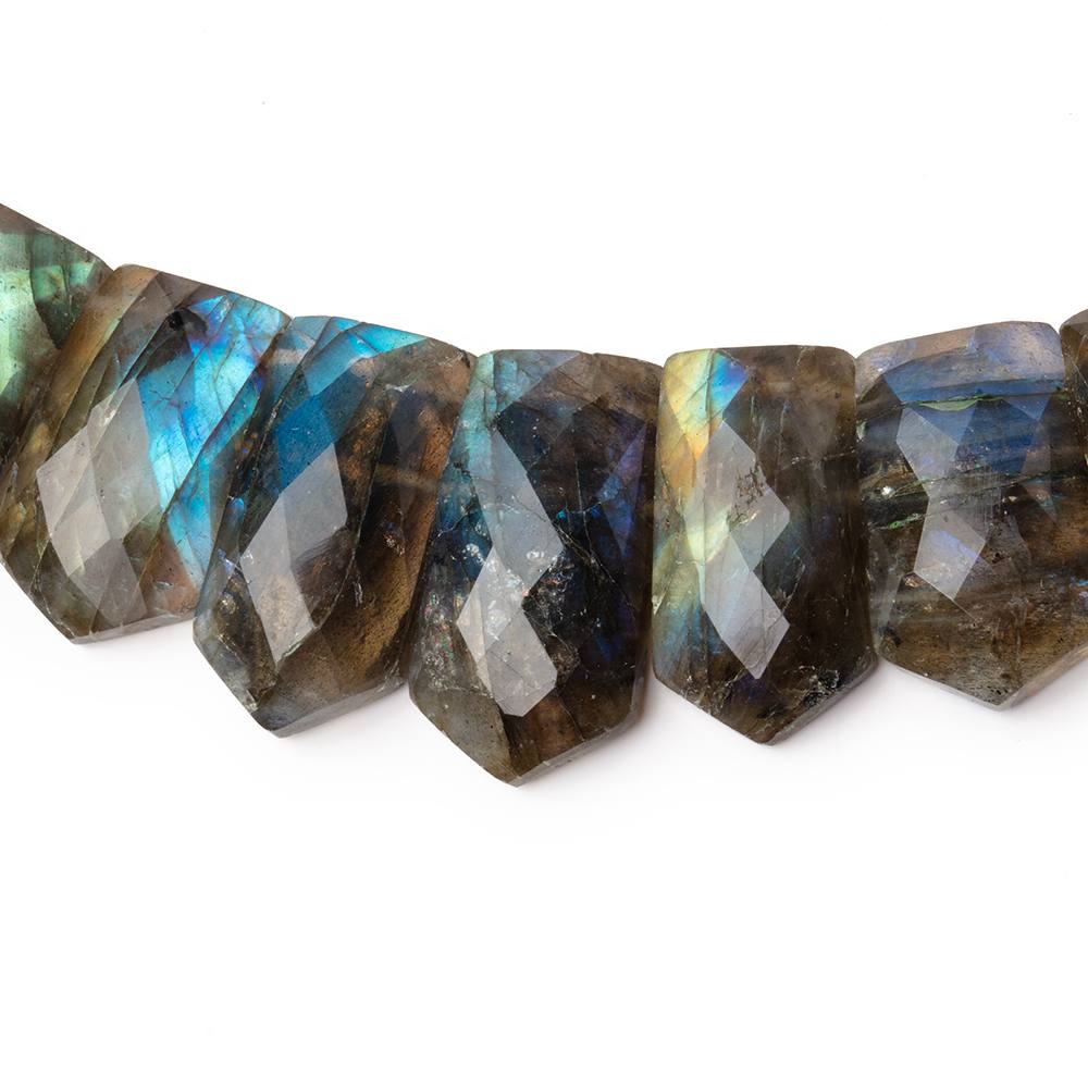 12x8-23x12mm Labradorite double drilled faceted fancy shape collar 44 beads