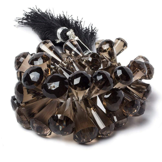 12x8-24x12mm Smoky Quartz top drill faceted pendulum bead 6 inch 52 pieces AAA