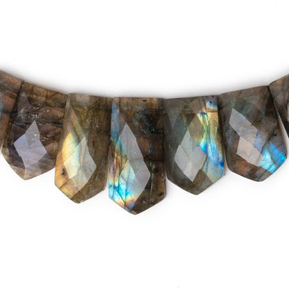 12x8-25x12mm Labradorite double drilled faceted fancy shape collar 37 beads