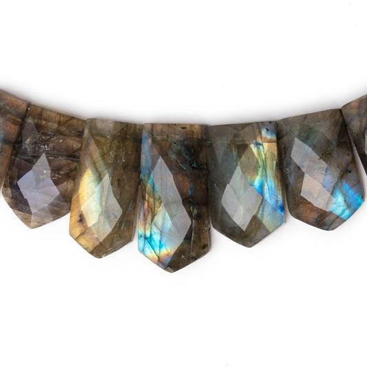 12x8-25x12mm Labradorite double drilled faceted fancy shape collar 37 beads