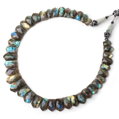 12x8-25x12mm Labradorite double drilled faceted fancy shape collar 37 beads