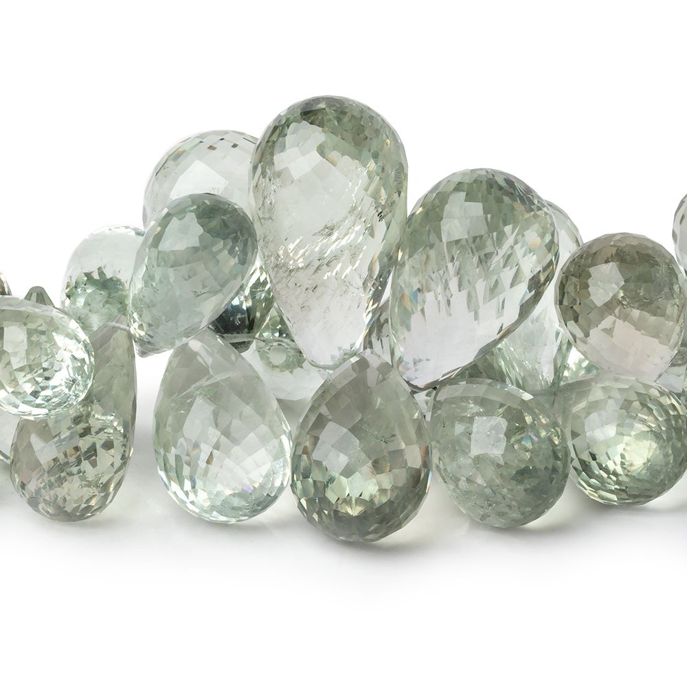 12x8-30x15mm Prasiolite Faceted Tear Drop Beads 8 inch 55 pieces AAA