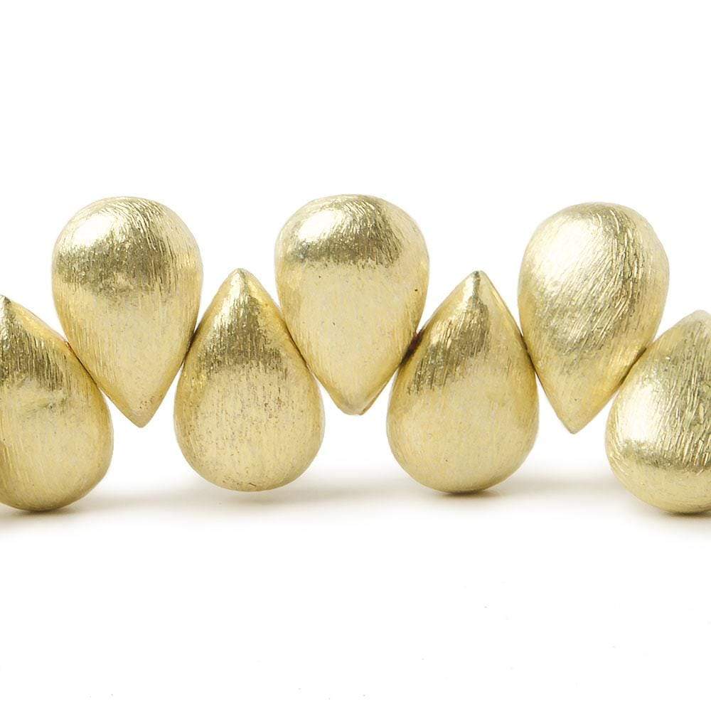 12x8mm 14kt Gold plated Copper Brushed Pear Beads 8 inch 32 pieces