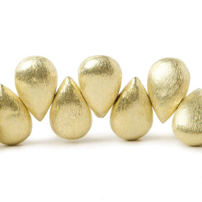 12x8mm 14kt Gold plated Copper Brushed Pear Beads 8 inch 32 pieces