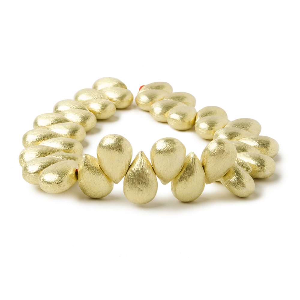 12x8mm 14kt Gold plated Copper Brushed Pear Beads 8 inch 32 pieces