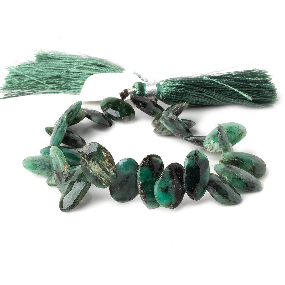 12x8-14x9mm Zambian Emerald Faceted Freeshape Beads 8 inch 26 pieces