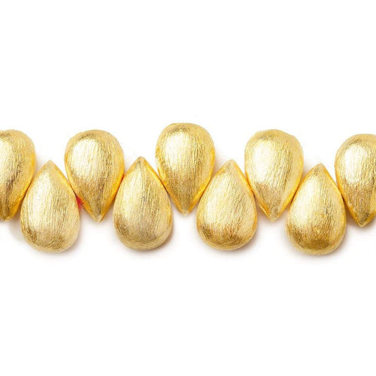 12x8mm 22kt Gold plated Copper Brushed Pear Beads 8 inch 32 pieces