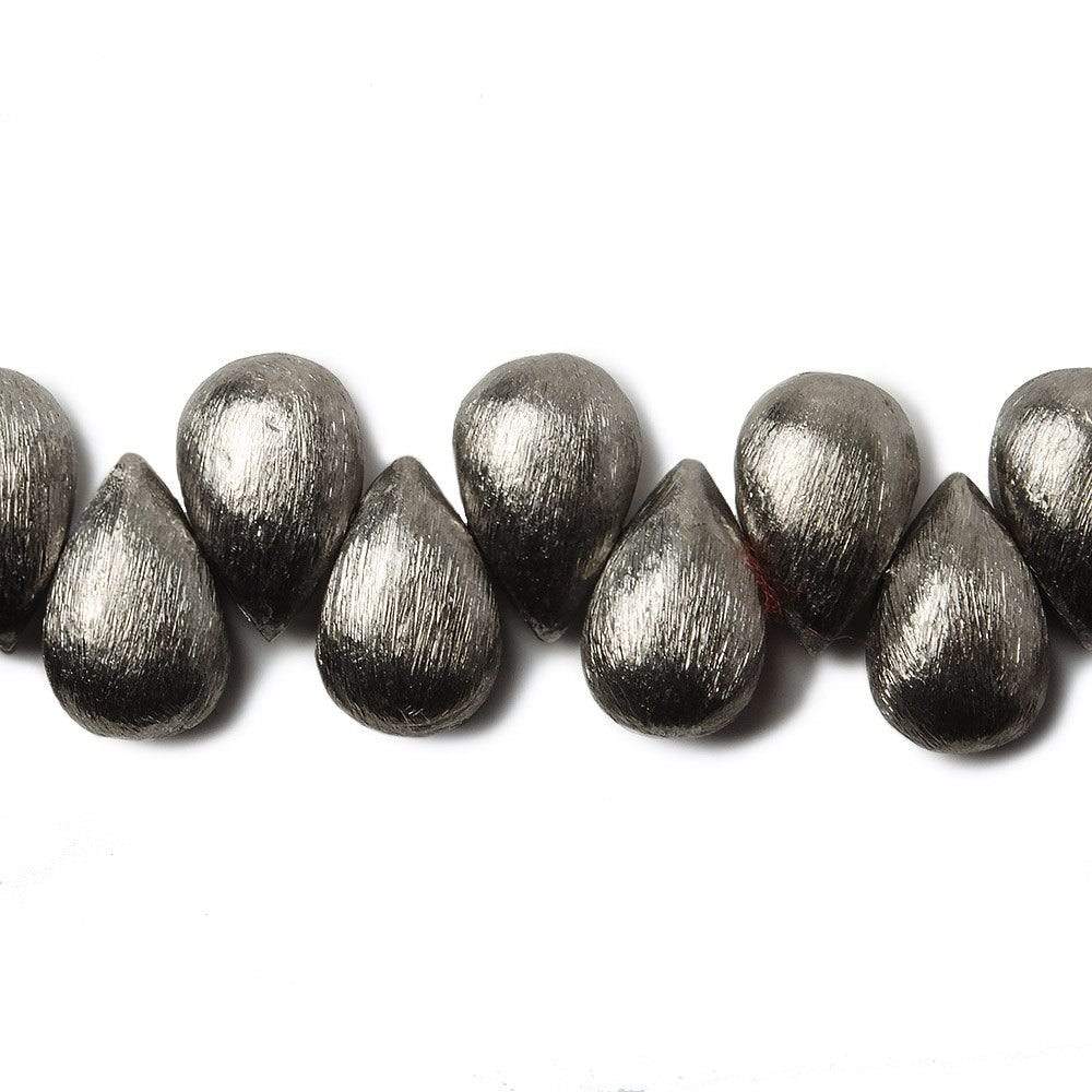 12x8mm Black Gold plated Copper Brushed Pear Beads 8 inch 32 pieces