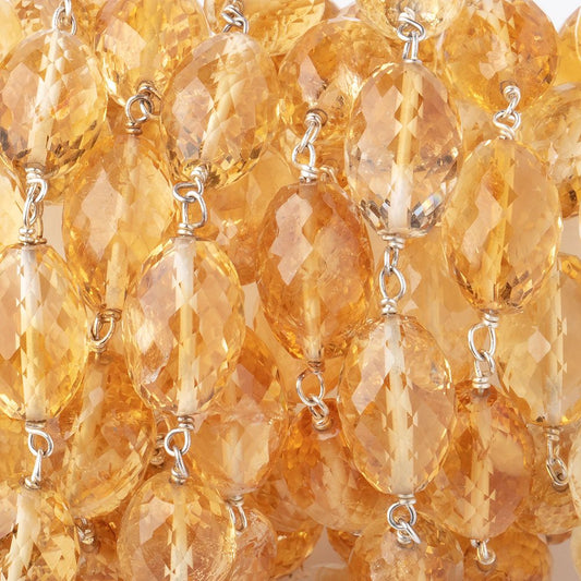 12x8mm Citrine Faceted Olive Beads on .925 Silver Chain