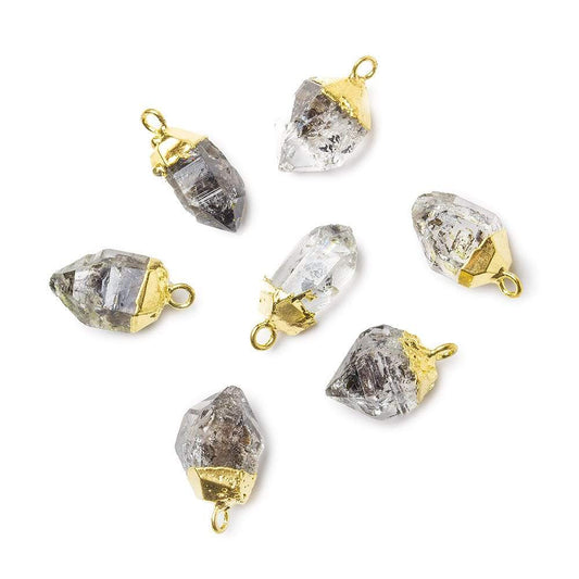 12x8mm Gold Leafed Double Terminated Quartz Natural Crystal Pendant 1 piece