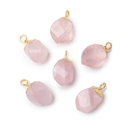 12x8mm Gold Leafed Rose Quartz Twist Focal Pendant 1 piece