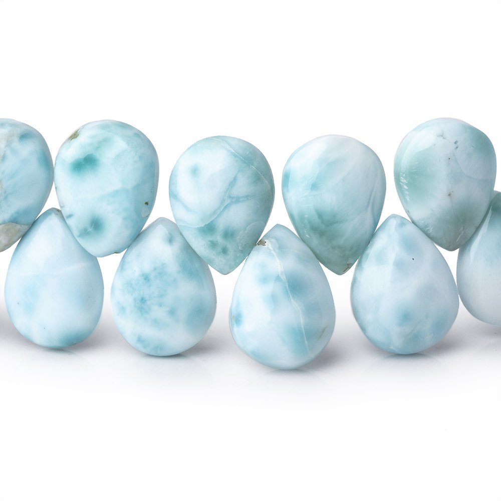12x8mm Larimar Plain Pear Beads 7.5 inch 37 pieces AA